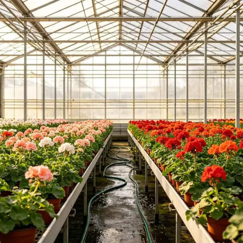 Flower-Growing Multi-Span Greenhouse